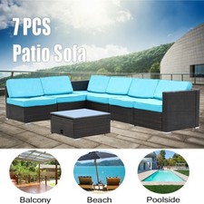 Peach Tree 7 Pcs Outdoor Patio Pe Rattan Wicker Sofa Sectional Furniture Set 2 For Sale Online Ebay