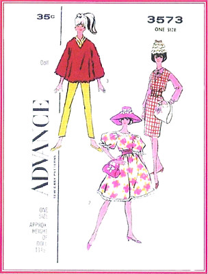 Vintage 1960s Barbie Clothes Pattern Reproduction Advance 3573 Uncut