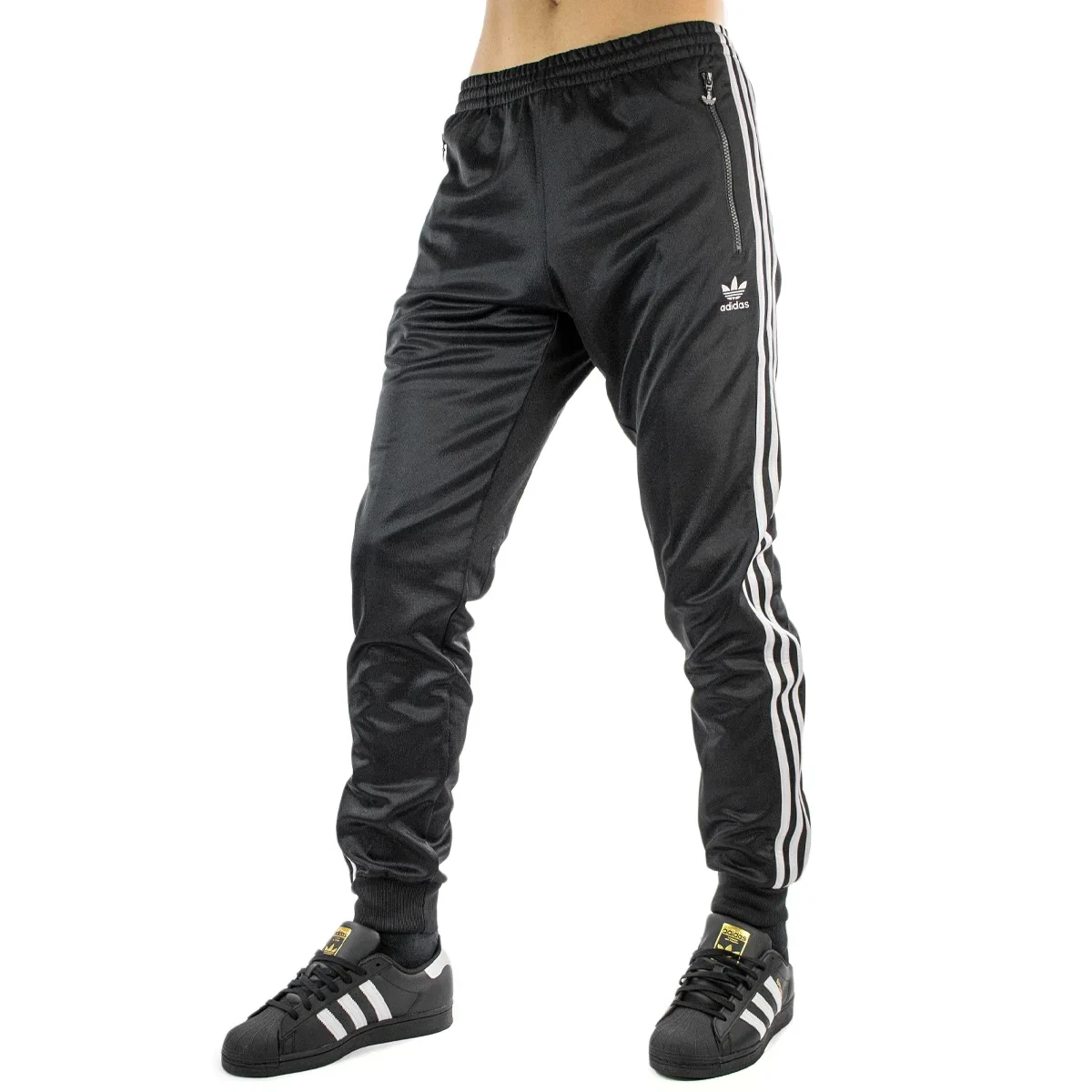 adidas Originals Men's ADICOLOR SST HIGH SHINE TRACK PANTS BLACK | eBay