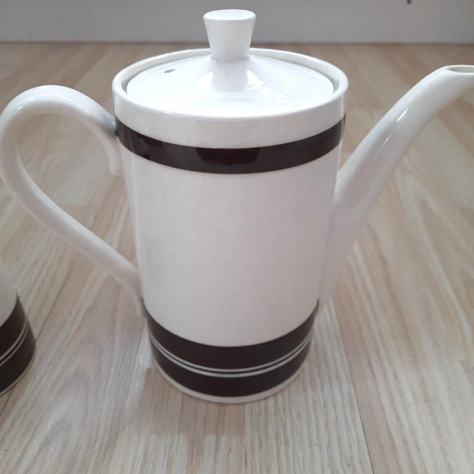 SADLER BROWN STRIPED COFFEE POT /TEA POT & MILK JUG SET COLLECTABLE VINTAGE XMAS - Image 2 of 4