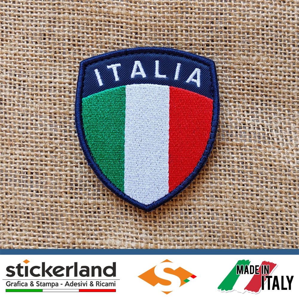 Toppa / Patch Adesivo Scudetto Italia Per Tessuti - Nuovo (Made In Italy)