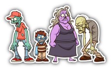 Zombie Family Car Bumper Sticker Decal 6 X 3