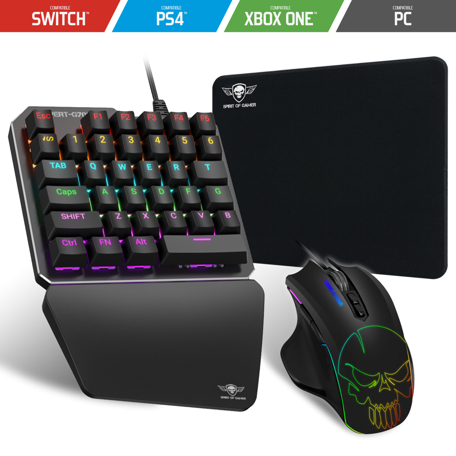 Pack Xpert-G700 clavier mécanique single hand RVB et souris filaire haute performance console