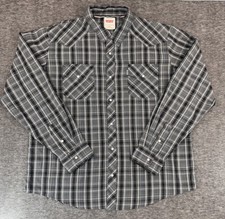 Levis Shirt Mens Size XL Pearl Snap Western Black Plaid Cowboy Rodeo Red Tab