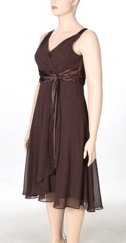 Evan Picone Vintage 90s 00s Brown Chiffon Party Prom Bridesmaid Dress sz 16 - Picture 3 of 4