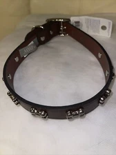 Top Paw® Dog Bones Leather Dog Collar Size LARGE Color BROWN