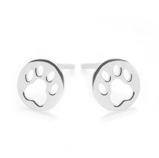 Women's Gift DOG Paw Studs 14K White Gold Plated Silver Mother's Day
