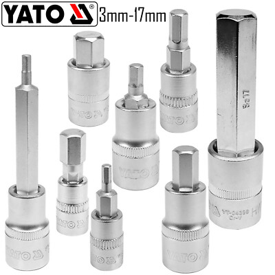 YATO Hex Sechskant Stecknuss Steckschlüssel Bits Einsatz 1/4'' 1/2'' 3-17mm