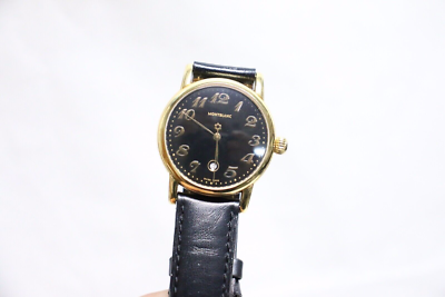 Montblanc Meisterstuck 30m Gold Tone Steel Black Dial Quartz