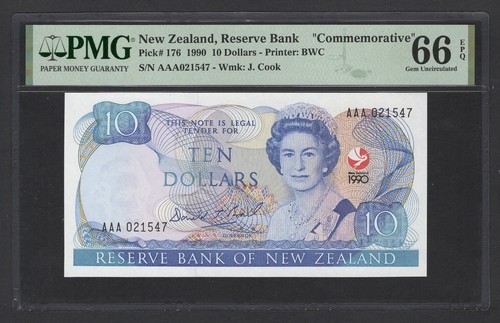 New Zealand 10 Dollars 1990 P176 "Commemorative" Uncirculated Grade 66
