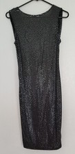 Iris Women Black Silver Metallic Sequin Bodycon Cocktail Party Dress Size Medium