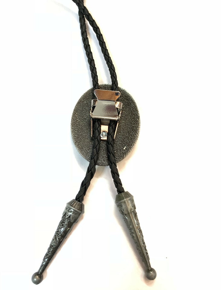 Southwestern Black Onyx Bolo Tie : Leather Cord Cowboy Necklace Southwestern Black Onyx Bolo Tie : Leather Cord Cowboy Necklace