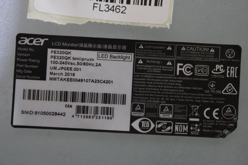 Mainboard-Acer Monitor PE320QK LCD Bildschirm Panel 31.5 " UHD 3840x2160 - Bild 2 von 4