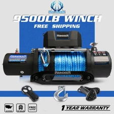 REINDEER 9500lbs Electric Winch Synthetic Rope 12V Towing Trailer Truck Off Road