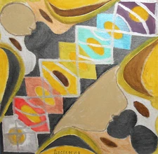 Abstract oil/collage painting