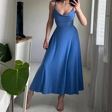 Lulah Drape Maxi Dress with Built-in Bra, Summer Suspender Sexy Backless Dress