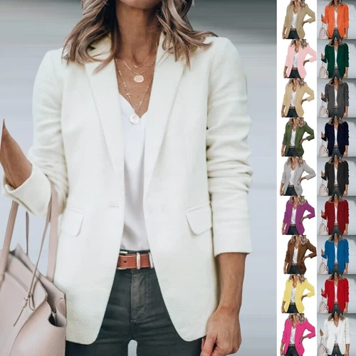 Ladies Casual Long Sleeve Cardigan Jacket Womens OL Open Front Blazer Suit S-5XL - Picture 2 of 69