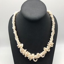 Vintage Genuine Real Freshwater Pearl Multi-Strand Long Interlocking Necklace