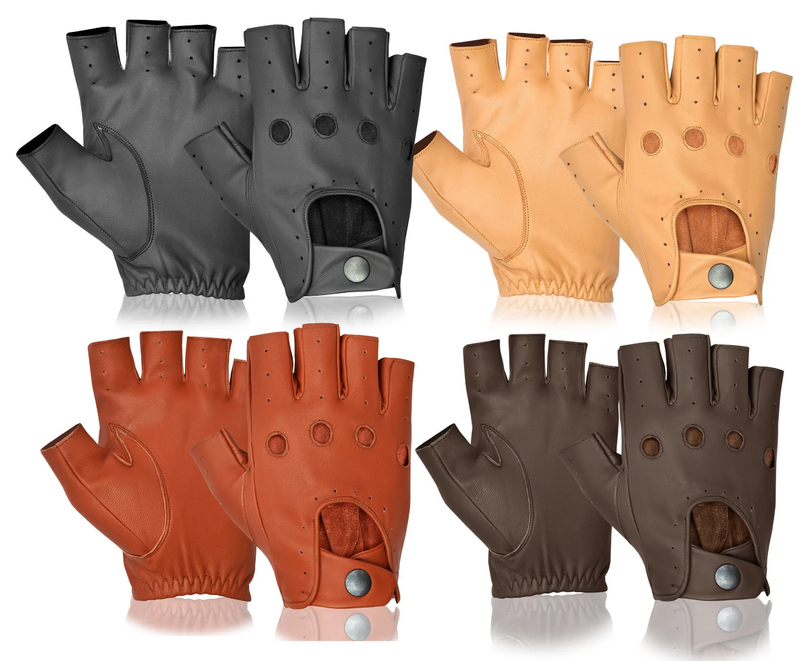 Half Finger Driving Gloves Real Lambskin for Van Cars Lorries HGV Motorbikes