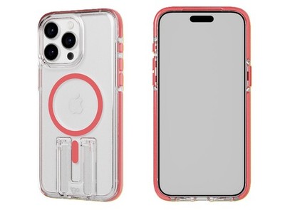 Tech21 Stand Case für iPhone 15 Pro Max EvoCrystal Kick Magnet Lade Koralle