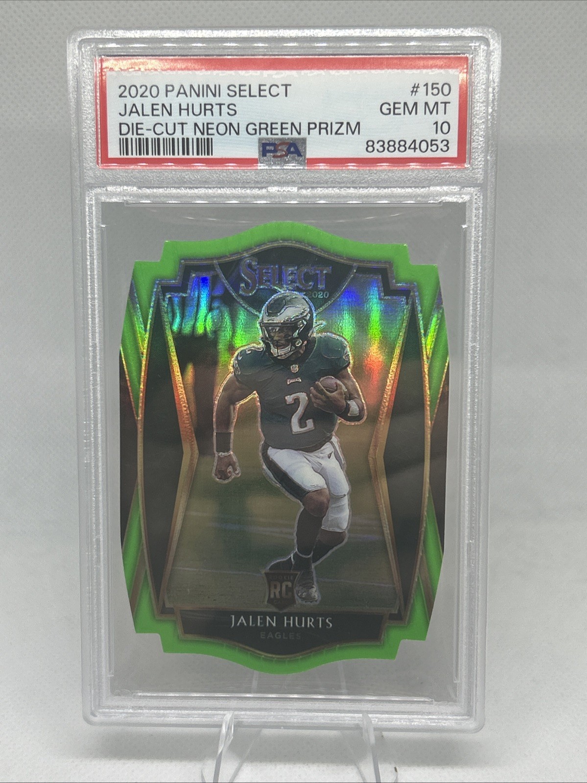 2020 Panini Select - PSA 10 Jalen Hurts #150 Neon Green Prizm Die-Cut (RC)