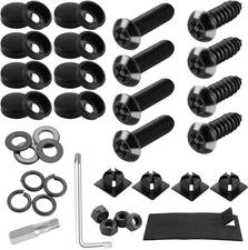 LivTee Anti Theft License Plate Screws Kits for Securing AT-Black, Black 