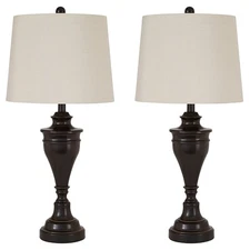 Set of 2 Elegant Bronze Finish Table Lamps for Bedroom or Living Room 30 H