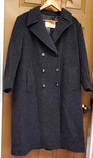 VINTAGE Pendleton Sz 12- 100 Virgin Wool Gray Double Breasted Long Coat USA