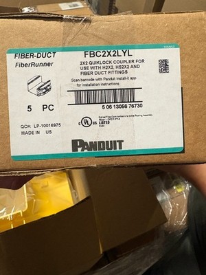 Panduit FBC2X2LYL / FBC2X2YLFiber Duct Quicklock Coupler Fitting Yellow 