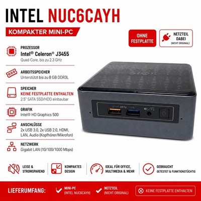   Intel NUC6CAYH Mini-PC | Celeron J3455 | Ohne Festplatte   #A12