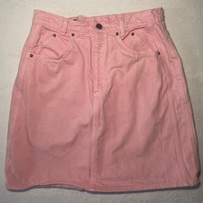 Vtg 80s/90s Action West Pink Denim Mini Skirt High Waist Size 13 Barbiecore