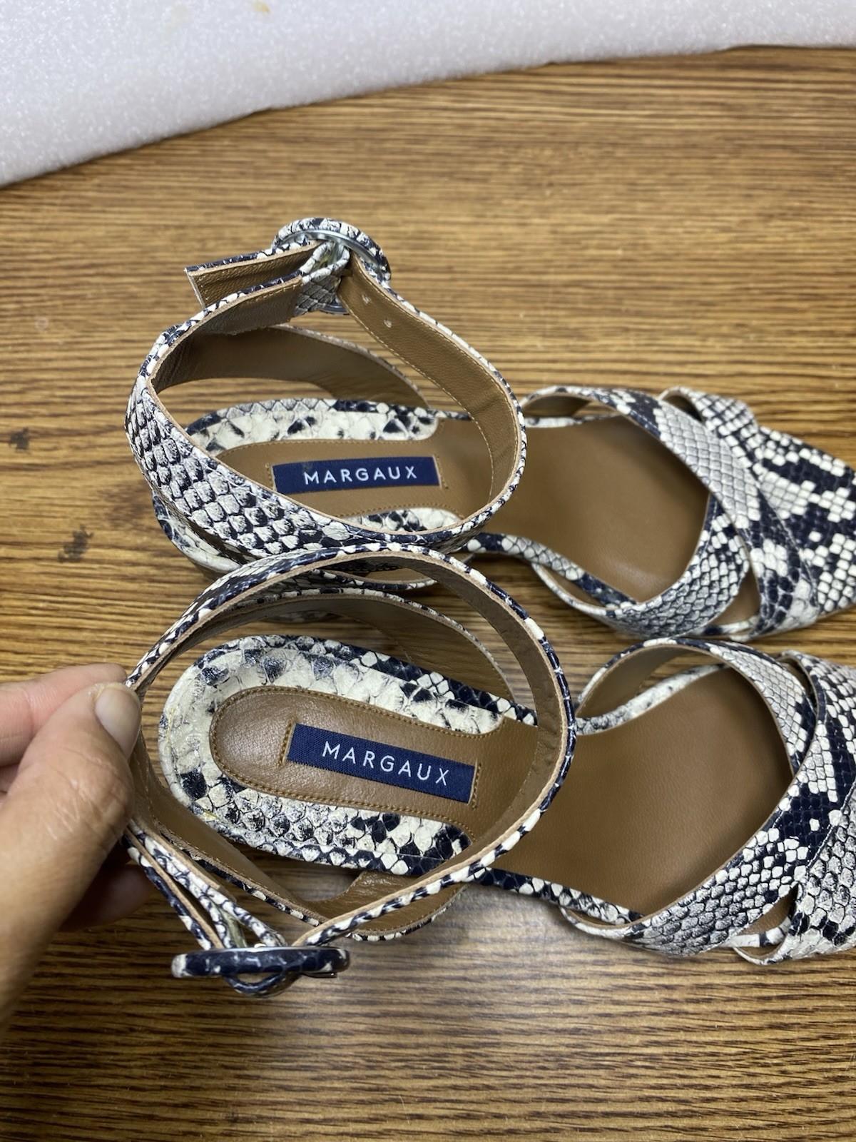 MARGAUX The City Sandal Python Embossed Leather C… - image 4