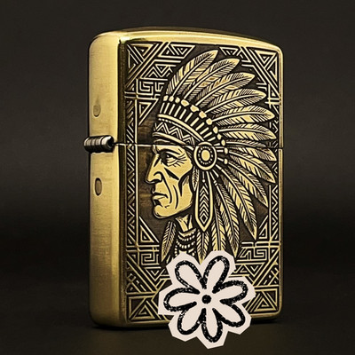 Zippo Native American Chief Lighter Deep Engraved Brass Tribal Collectible
