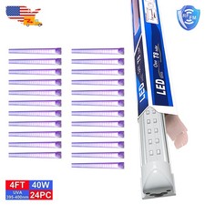 24Pack UV Led Black Light Fixture 4FT 40W T8 Linkable DJ Party Club Stage Lights