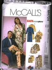 4724 Vintage McCalls SEWING Pattern Misses Mens Robe Top Pull on Pants Large