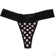 NEW Victoria's Secret VTG Lace Cotton Lingerie Dot Thong Panty LARGE