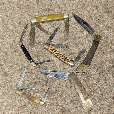 Mixed Brand Slipjoint Pocketknife Lot, 2-3 Blade Steel, Nail File Tool