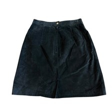Faded Glory Retro Vintage Y2K Genuine Leather Black Suede Skirt Size Medium