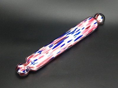 Antikes Nudelholz blau und rosa Splatter Nailsea Glas Gips gefüllt