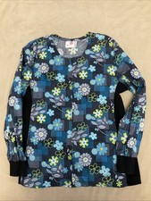 Chaqueta Médica Cruz Blanca Mediana Mujer Cremallera Floral Azul Verde Gris