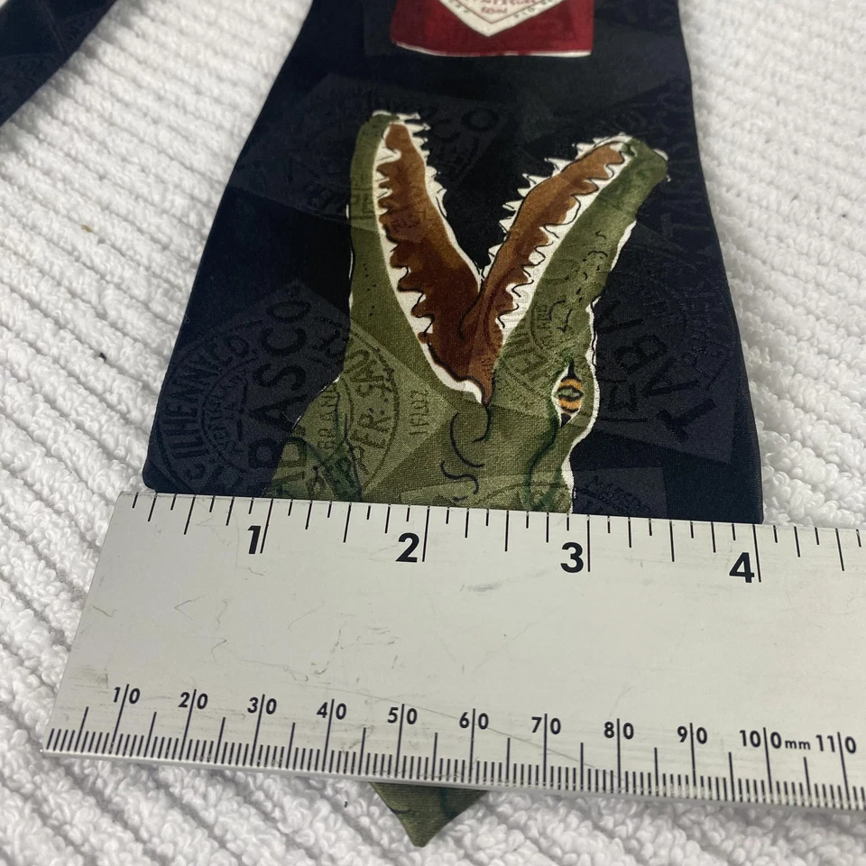 Corbata Tabasco Para Hombres Talla Única Negra Seda Novedad Caimán Salsa Caliente Botella Corbata Foto 3 de 4
