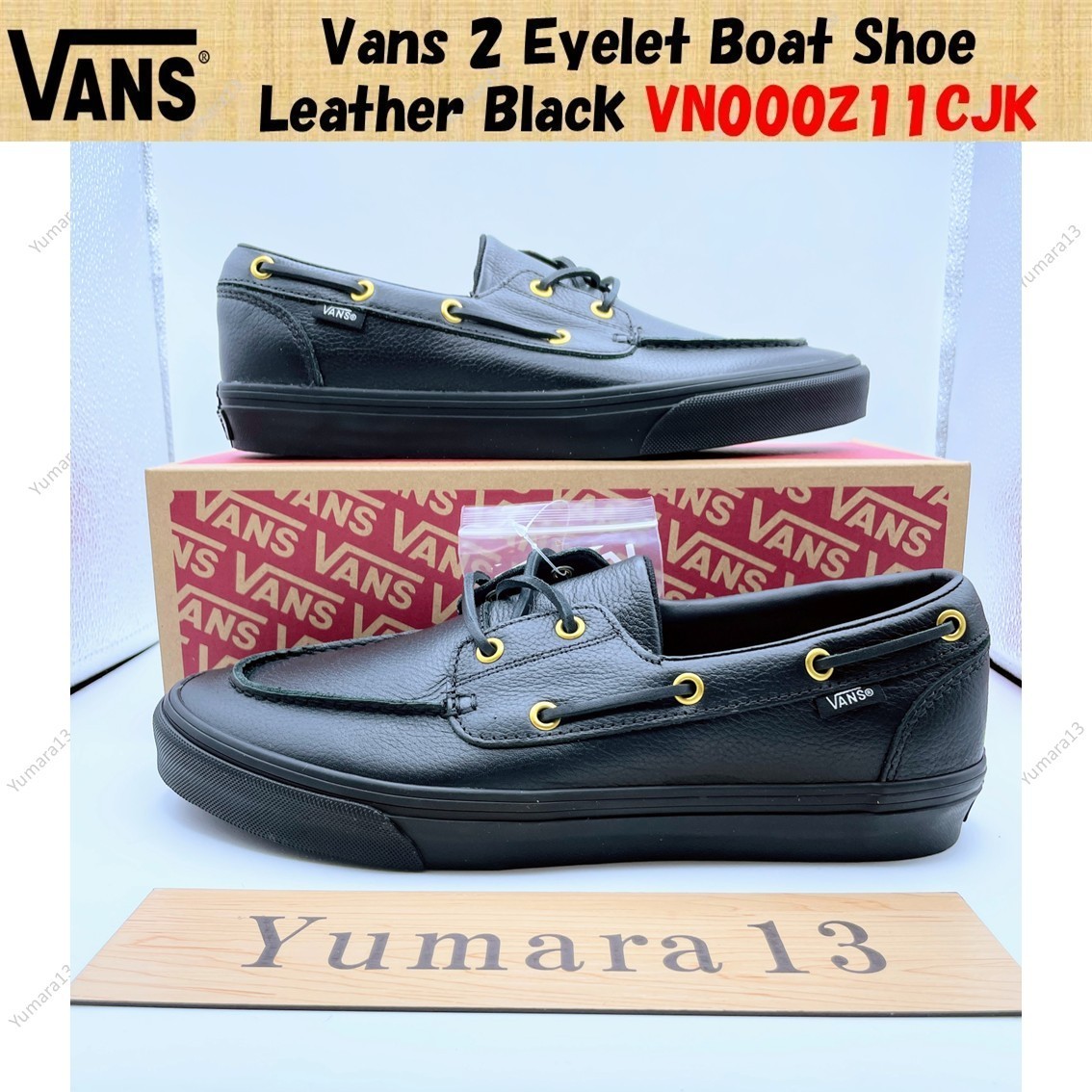 Vans 2 Eyelet Boat Shoe Leather Black VN000Z11CJK Men's Size | eBay