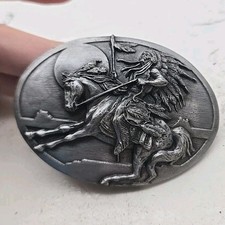 Vintage 1986 Chief Horseback Siskiyou Pewter Belt Buckle Native American 100