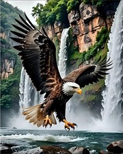 Eagle Paint by Numbers Kit for Adults, Waterfall Painting by Numbers, 16 x 20