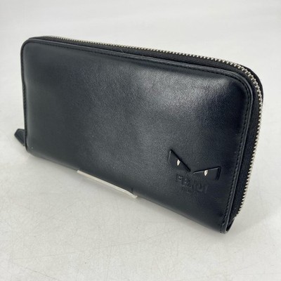 FENDI Monster Long Wallet Black Unisex Compact Cardholder