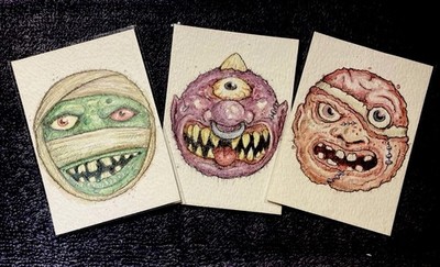 MADBALLS Art Cards (set of 3) Original ACEO Wrona Artist Illustration