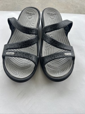 Crocs Patricia Wedge Disney Slide Sandals Women s Size 6 Black Strappy Slip On