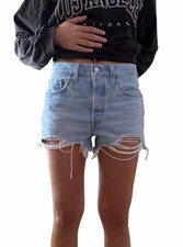 Levi's 501 Women's Size 4 28" Light Wash Distressed High Rise Cutoff Shorts