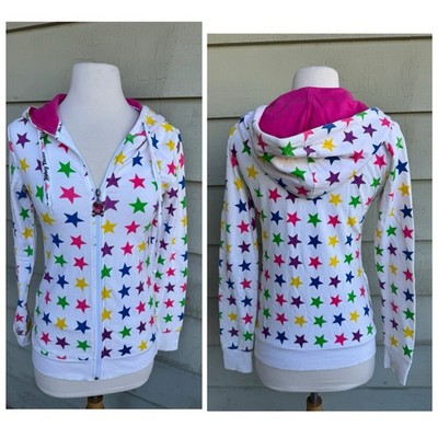 Y2K Abbey Dawn x Avril Lavigne Full Zip Hoodie Multicolor Stars Emo Punk S/M