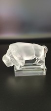 Lalique Frosted Crystal BISON/Buffalo Paperweight Figure